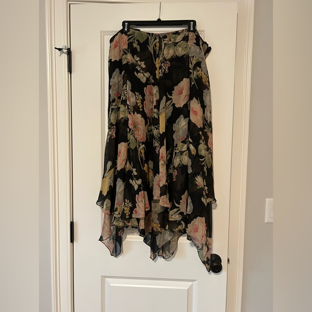 Ralph Lauren Black and Pink Asymmetrical Maxi Skirt